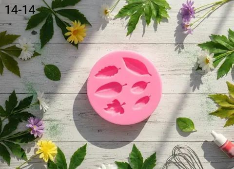 Pink leaf 6 cavity mould size-7*7*2 58 grm