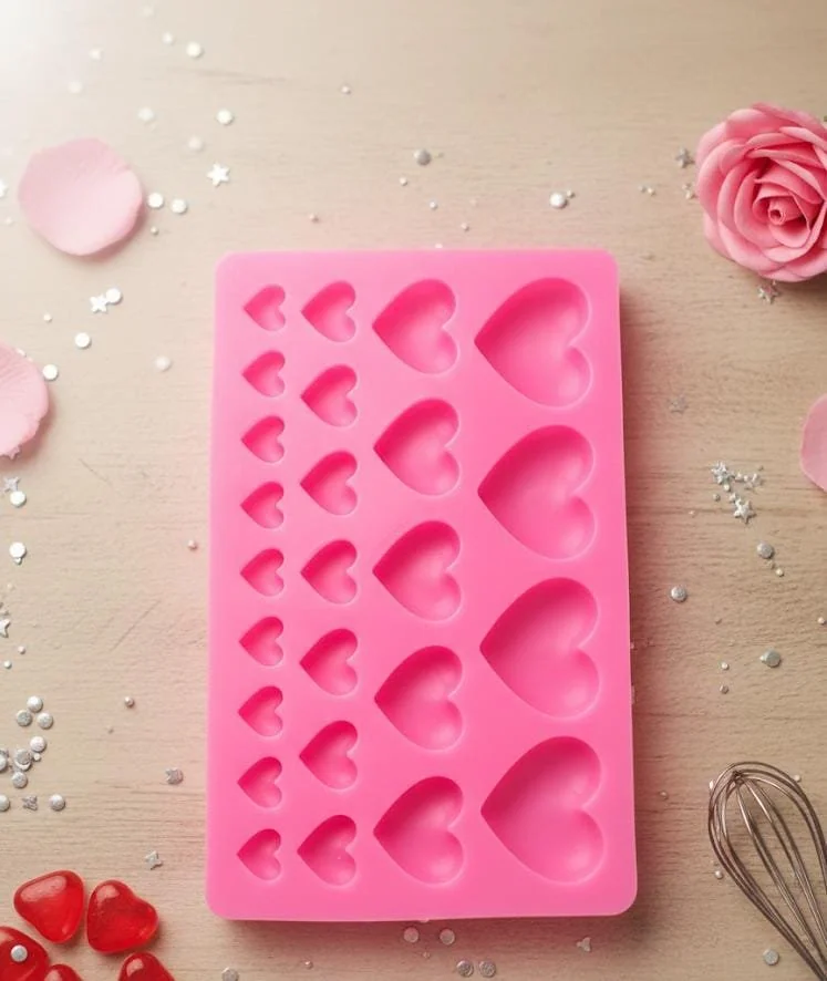 25 Cavity heart pink mould size-1.5*16.5cm QTY-min 12 pcs 129 grm