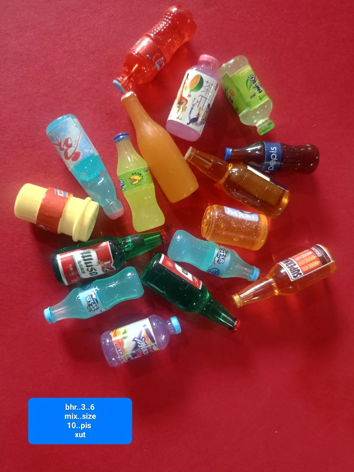 Mini blue bottle chars 10 pcs min qty 12 pkt