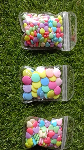 plastic heart and circle beads