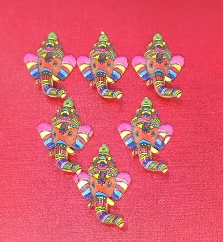 multicolour 1.5 inch ganesha 6 pcs pkt